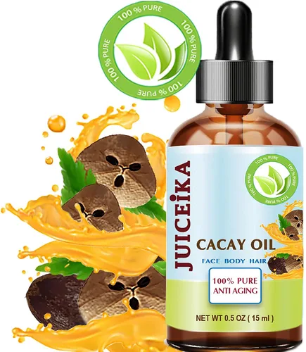 Vista 2 de Aceite de CACAY 100% puro, natural, virgen, sin refinar, aceite portador prensado en frío, 0.5 onzas líquidas, 0.5 fl oz para cara, piel, cuerpo