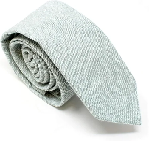 Vista 42 de Corbata delgada de algodón cambray para hombre, estilo desgastado texturizado - 2 1/2 pulgadas de ancho