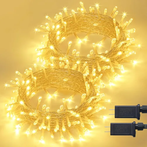 Vista 71 de JMEXSUSS - Tira de 100 luces led para interiores, 8 modos, enchufables, parpadeantes, 33 pies, luces navideñas para exteriores, a prueba de agua