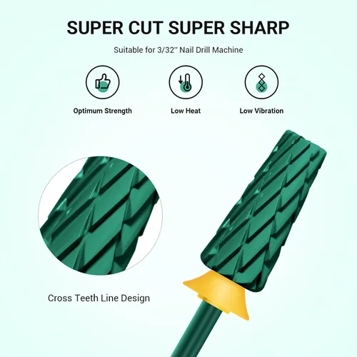 Vista 2 de MelodySusie Super Cut Edition Brocas para Uñas 5 en 1, Brocas Multifunción de Carburo de Tungsteno de 3/32'', Adecuadas para Manicura Pedicura