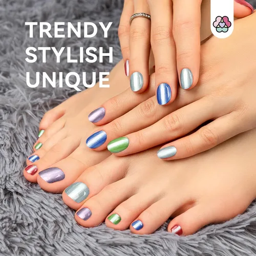 Vista 2 de SAVILAND Esmalte de uñas metálico con base y capa superior: Juego de esmalte de uñas cromado de 12+2 colores, con brillo espejo, holográfico, Cromo