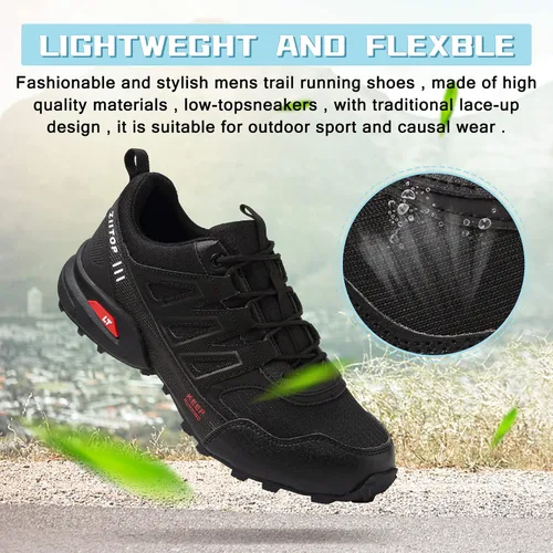 Vista 3 de Zapatos de senderismo para hombre, zapatos para caminar al aire libre, transpirables, antideslizantes, para hombres, todo terreno, tenis
