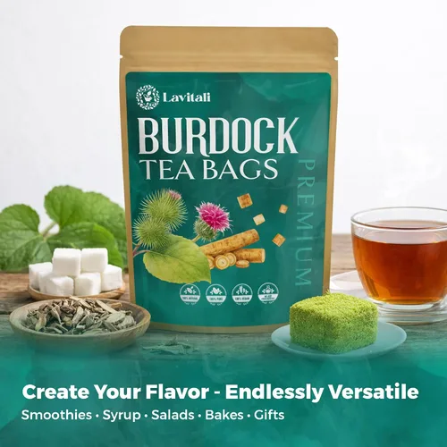 Vista 7 de Lavitali, Bolsas de té de raíz de bardana 60 bolsas, té de hierbas 100% puro Sin cafeína, bolsa de filtro ecológica rica en antioxidantes
