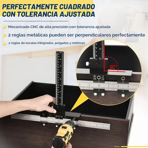 Vista 3 de Plantilla de hardware de gabinete, plantilla de mango de gabinete ajustable de metal con orificio de plantilla de perforación de Φ5mm y Φ4mm