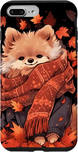 Vista 12 de Pomeranian Pom Autumn Fall Leaves Dog Thanksgiving Case for iPhone 17