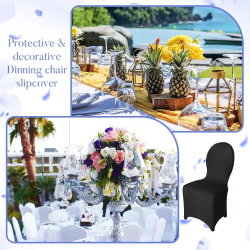 Vista 6 de Macarrie 60 fundas para sillas de boda, de poliéster, elastano, plegables, para bodas, banquetes, eventos de celebración, comedor, sala de estar