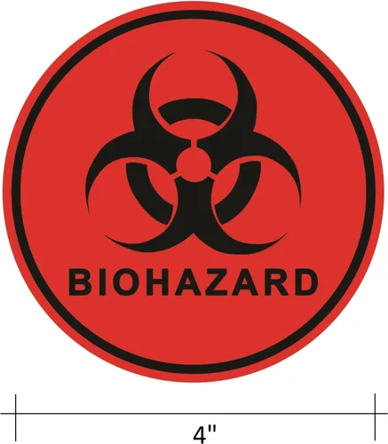 Vista 2 de Biohazard - Calcomanías de etiquetas de seguridad ISO, calcomanías de vinilo de 4 x 4 pulgadas (paquete de 5), resistentes a la intemperie