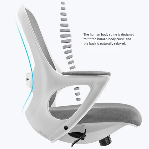 Vista 2 de Silla de oficina con asiento de malla transpirable, silla de computadora con altura de asiento ajustable y silla de tareas con reposabrazos firmes