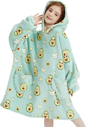 Vista 12 de Mewkou Manta con Capucha Portátil para Niños Sudadera con Capucha de Sherpa Extra Grande para Niños, Niñas y Niños Pequeños de 2 a 6 años