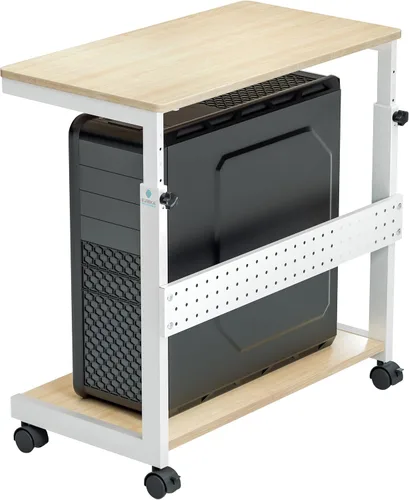 Vista 12 de EUREKA ERGONOMIC Carrito de computadora con soporte para PC, soporte de torre ajustable de 2 niveles para impresora ATX, carrito de metal con ruedas