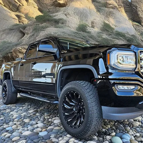 Vista 2 de Deflectores de ventana adhesivos para ventanas laterales y ventilación con viseras para 2015-2018 Chevy Silverado y GMC Sierra 1500 2500HD 3500HD