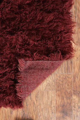 Vista 4 de Linon Flokati - Alfombra de 2 pies por 5 pies, 49.38 oz, borgoña