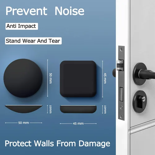 Vista 2 de Topes de Puerta Protector de Pared Protector Amortiguador Pomo de Puerta Parachoques de Manija de Puerta Silenciador Autoadhesivo Almohadilla