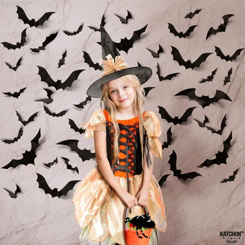 Vista 3 de Katchon, Halloween Witch Costumes for Girls - Halloween Party Costume Kids Witch Costumes for Girls with Black Hat