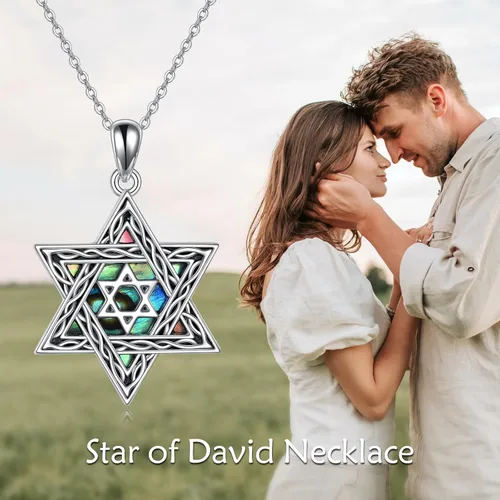 Vista 6 de AXELUNA - Collar de plata de ley con estrella judía de David para mujeres y hombres