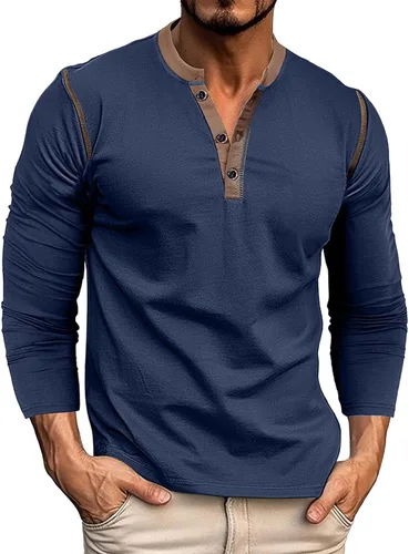 Vista 11 de Henley Shirt for Men, Long Sleeve Casual Button Placket, Classic Lightweight Cotton Pullover Basic Tee Tops