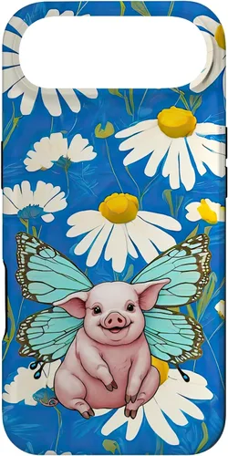 Vista 27 de Adorable Pig Piglet with Butterfly Wings Daisy Flower Sweet Case for iPhone 17