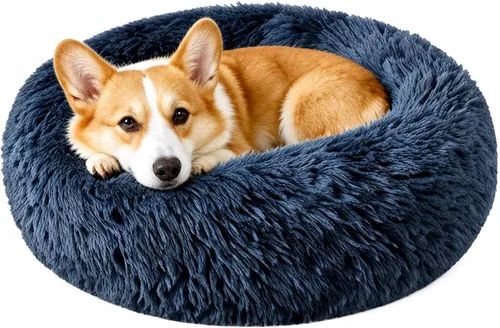 Vista 13 de Camas de gato para gatos de interior, cama lavable de 20 pulgadas en forma Azul marino