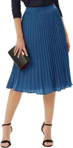 Vista 159 de GRACE KARIN - Falda plisada de gasa para mujer, con cintura alta y elástica, vuelo, corte acampanado y longitud por debajo de la rodilla