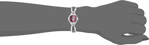 Vista 2 de TIMETECH Reloj de pulsera con brazalete de moda para mujer en tono plateado con esfera rosa, Rosado, Japonés