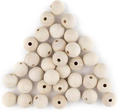 Vista 9 de TheBeadChest - Cuentas de madera natural sin terminar (0.394 in, juego de 60)