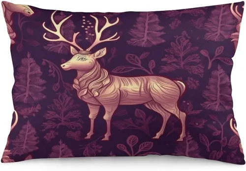 Vista 27 de Fundas de almohada decorativas de invierno, con bastones de caramelo, alce, Papá Noel, paseos en trineo, 12 x 20 pulgadas, con cremallera