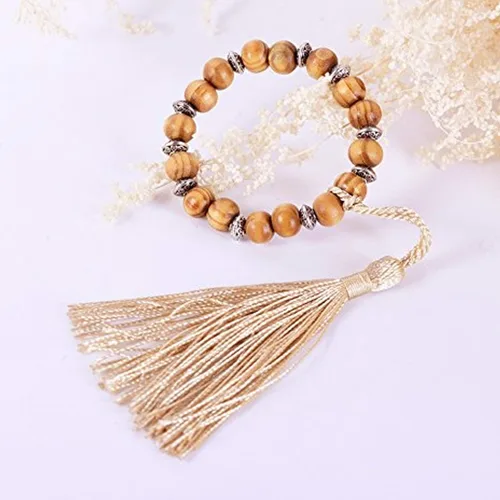 Vista 6 de BronaGrand 200 cuentas redondas de madera de 0.315 pulgadas, cuentas espaciadoras de madera natural, cuentas de madera para hacer joyas DIY