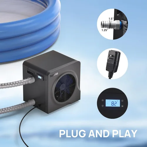 Vista 5 de TURBRO Bomba de Calor para Piscina de 18,000 BTU, Calefactor Eléctrico para Piscinas sobre el Suelo y Spas de hasta 6,000 Galones, Intercambiador