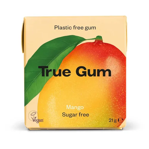 Vista 2 de True Gum Goma de mascar sin plástico, sabor menta, goma de mascar sin azúcar hecha con xilitol, a base de plantas, vegana, biodegradable, sabores