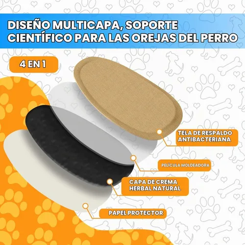 Vista 4 de Juego de 4 cintas de soporte para orejas de perro Doberman dog ear support kit, 4 sets + 2 extra tape rolls, for doberman, samoyed, natural