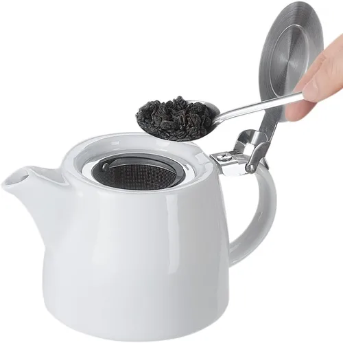 Vista 3 de Belinlen Tetera de 18 oz con infusor y tapa SLS (blanco)