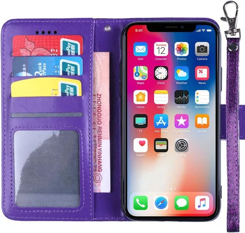 Vista 4 de Asuwish Funda para Samsung Galaxy S9 Plus con protector de pantalla de vidrio templado y accesorios para celular, ranura para tarjetero, función