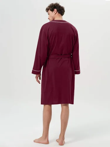 Vista 2 de SIORO Bata de algodón para hombre, ligera, suave, longitud hasta la rodilla, para spa y casa, M-XXL