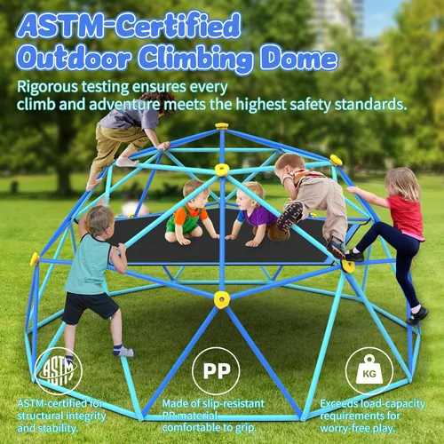 Vista 5 de Gardenature - Cúpula de escalada de 10 pies con hamaca y columpio, gimnasio de jungla al aire libre para niños, estructura de escalada de cúpula