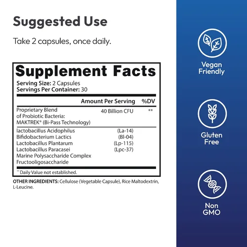 Vista 2 de Justified Laboratories Clear Nails Plus Max - 60 cápsulas - Fórmula probiótica con 40 mil millones de UFC - 30 porciones
