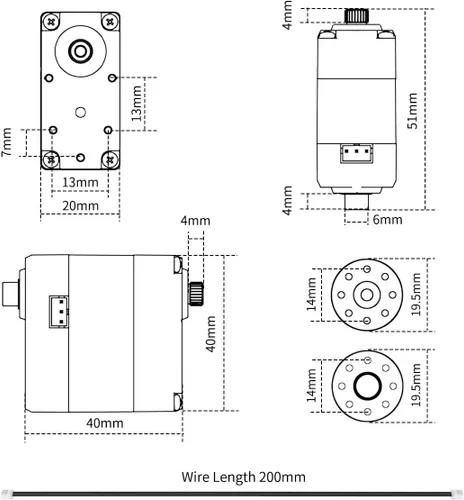 Vista 8 de LX-224 Serial Bus Servo, 3 Conectores 44.1 lbs Gran Torque Doble Rodamiento de Bolas Motor Servo de Metal Completo Equipado con Sistema