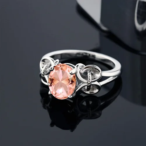 Vista 4 de Gem Stone King Anillo de compromiso de plata de ley 925 con piedra preciosa ovalada Ovalado de 0.354 x 0.276 in Anillo de compromiso