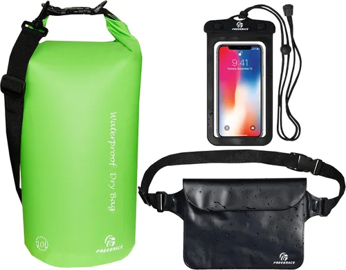 Vista 14 de Freegrace - Juego de 3 bolsas secas impermeables, bolsa seca con 2 cierres y correa de hombro desmontable; bolsa de cintura y funda para teléfono