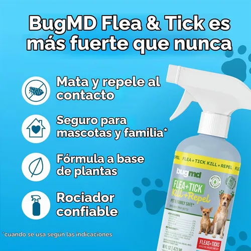 Vista 2 de BugMD Spray para pulgas y garrapatas para perros - Mata y repele al contacto
