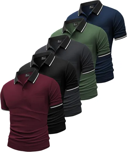 Vista 7 de GEEK LIGHTING Paquete de 5 camisas polo para hombre con bolsillo