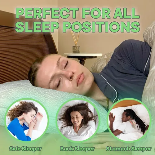 Vista 5 de Sacred Thread Almohada de espuma viscoelástica, firmeza ajustable, suave, con infusión de aloe, almohadas refrescantes para dormir, espalda