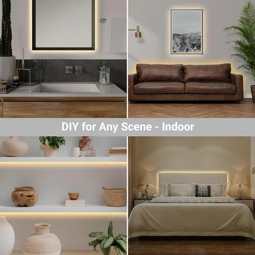 Vista 3 de Tira de Luces LED Alimentadas por Pilas con Control Remoto, 8 Modos, Regulable, Temporizador, Autoadhesiva, Cortable, Tira de Luces LED Impermeables