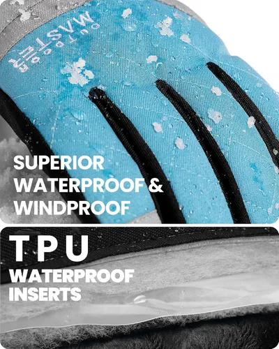 Vista 5 de OutdoorMaster Guantes de esquí y nieve guantes térmicos impermeables de invierno para hombres y mujeres adultos deportes de invierno esquí snowboard