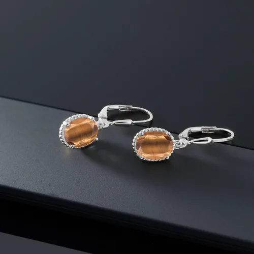 Vista 151 de Gem Stone King Aretes colgantes de gota para mujer, plata de ley 925, piedra natal ovalada de 0.354 x 0.276 in, joyería fina, regalos para ella