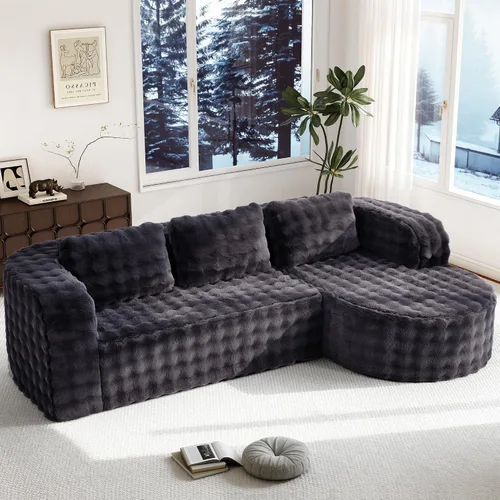 Vista 38 de Hobestluk - Sofá modular sin hueso, sofá seccional en forma de L 96" Right Facing Chaise Black,Memory Foam,Removable Cover,Non-slip Bottom,No