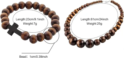 Vista 2 de Collar de cuentas de madera África Cadena de madera Declaración Unisex Collares gruesos