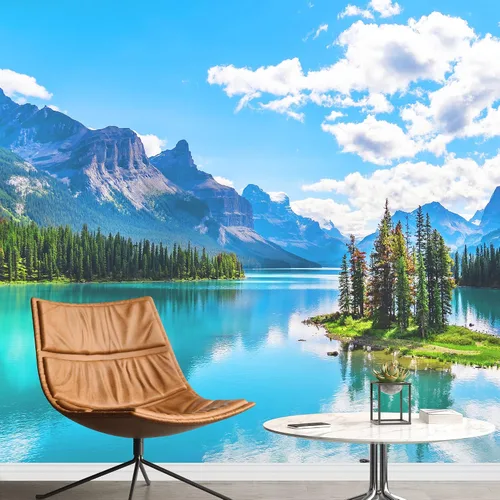 Vista 13 de wall26 Adhesivo mural removible para pared, vista aérea, bosque verde, montaña, lago, naturaleza, desierto, fotografía, realismo, paisaje rústico