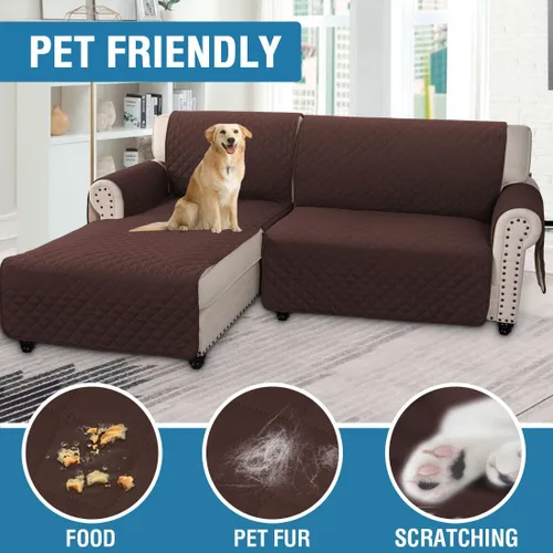Vista 6 de H.VERSAILTEX Fundas de Sofá Seccional 100% Impermeables de 2 Piezas Fundas de Sofá en Forma de L Lavables para Perros Antideslizantes