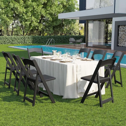 Vista 2 de Sillas plegables de resina con cojín para bodas, fiestas, paquete