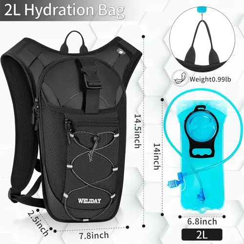 Vista 2 de Mochila de hidratación con vejiga de agua a prueba de fugas, mochila ligera de agua hidroeléctrica para rave, ciclismo, correr, senderismo, escalada
